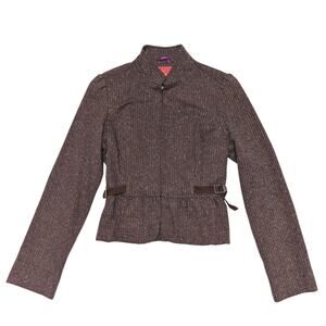 Anthropologie Lux Equestrian Riding Style Tweed Jacket Brown Womens L Horse Girl